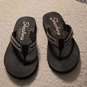 Skechers Black and Silver Beaded Sandals